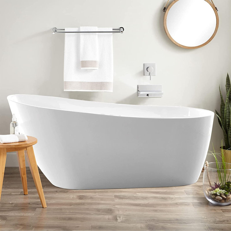 Wayfair Samples 55'' x 28.3'' Freestanding Soaking Acrylic Bathtub